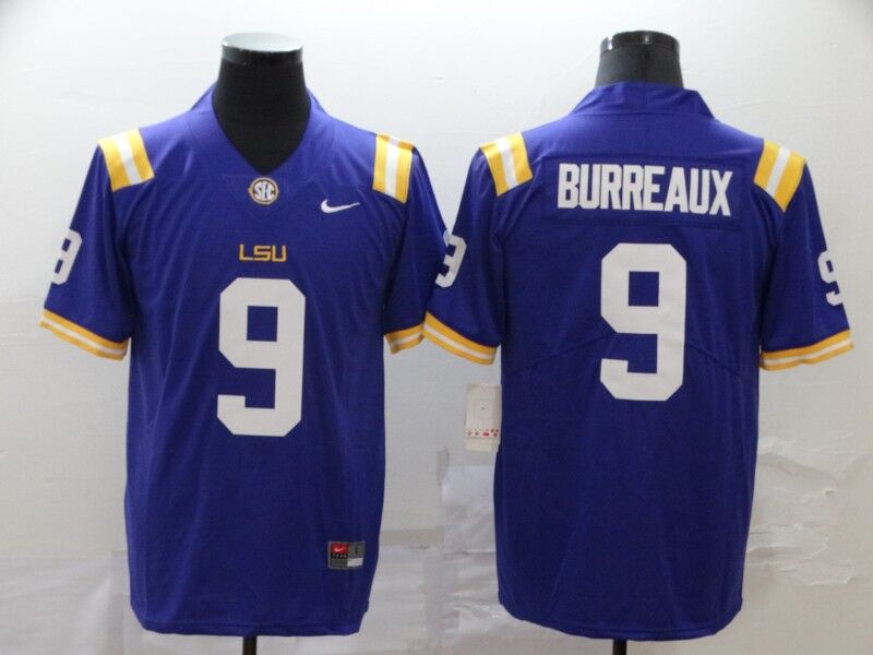 Men's Cincinnati Bengals Jeaux Burreaux #9 Purple Jersey Men's Cincinnati Bengals Jeaux Burreaux #9 Purple Jersey